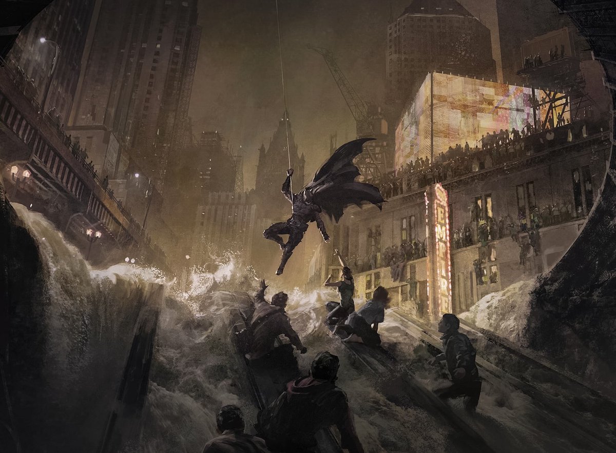 Concept art of the flood sequence in The Batman made it look even more epic. Art is by Joe Studzinski