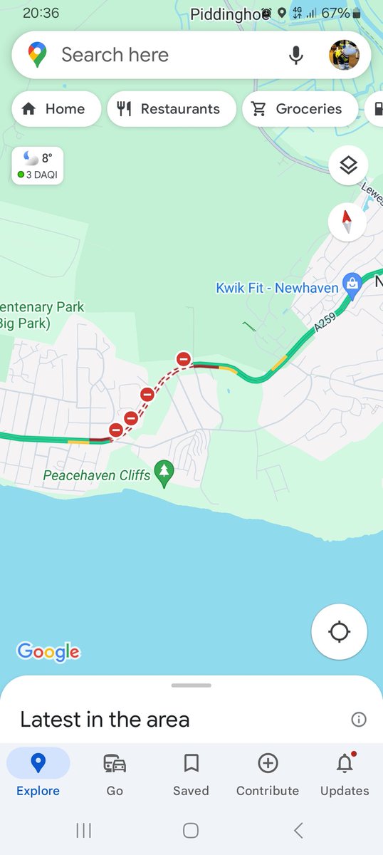 Reminder A259 Between Peachaven East and Newhaven closed bothways until 5am Thursday diversion via the A26, A27, falmer road, Warren Road, Wilson ave and A259 in both directions