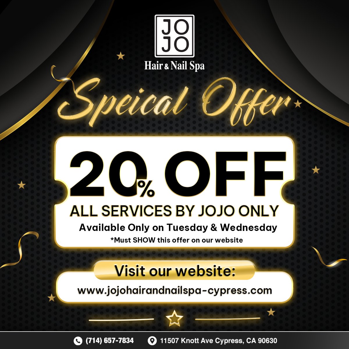 🌟 SPECIAL OFFER 🌟 👉 Visit our website: jojohairandnailspa-cypress.com #hairsalon #hairtrendy #hairfashion #haircolor #hairart #haircut #curlyhair #hair #hairsalontampa #longhair #shorthair #hairbeauty #hairdesign #trendynails #beautysalon #hairstyles #haircolour