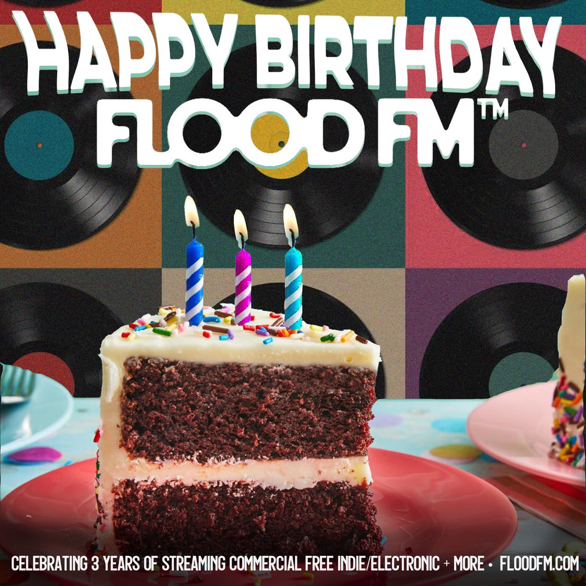 FLOOD FM TURNS 3 TODAY! 🍰🍰🍰📻 We've graduated from diapers to pull-ups, thanks for listening my friends Grateful for your support @FLOODFM @floodmagazine @Live365 @tunein @Sonos