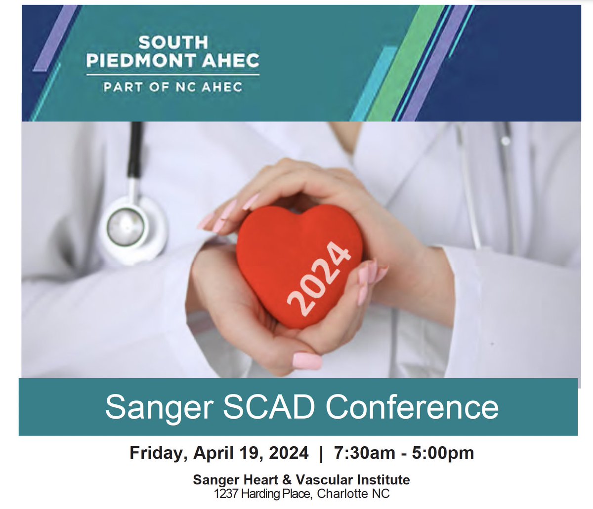 I'll be in Charlotte NC this week for the 2024 Sanger SCAD Conference 
- Drop by if interested
southpiedmontahec.org/event/72636
