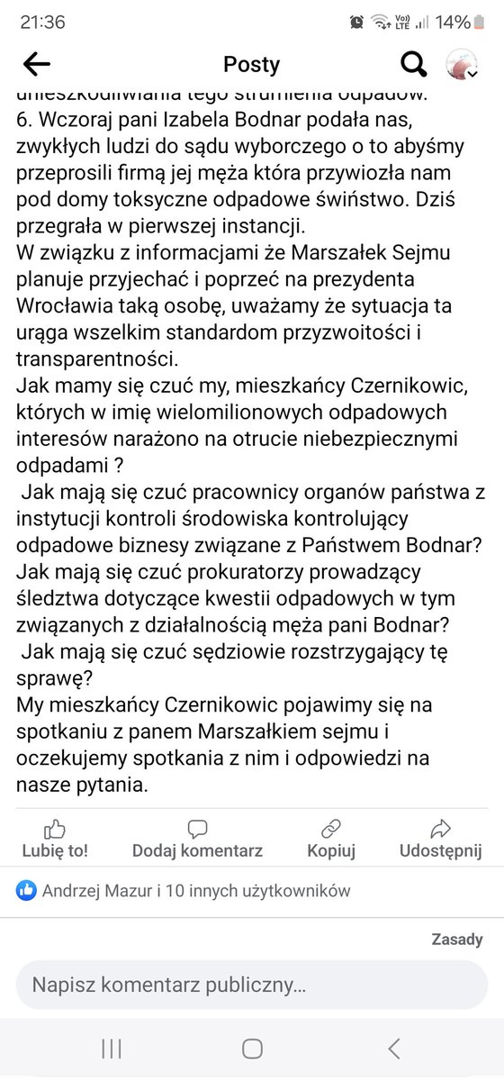 #Czernikowice meldują się na jutrzejsze spotkanie we Wrocławiu, z <a href="/szymon_holownia/">Szymon Hołownia</a> .
Myślę że zapytają o pare interesujących kwestii.
A skoro straszaca ludzi pozwami <a href="/BodnarIzabela/">Izabela Bodnar</a> ciągle mnie zaczepia, to i ja postaram się przyjechać.

#brudnywrocław - to nie przejdzie.