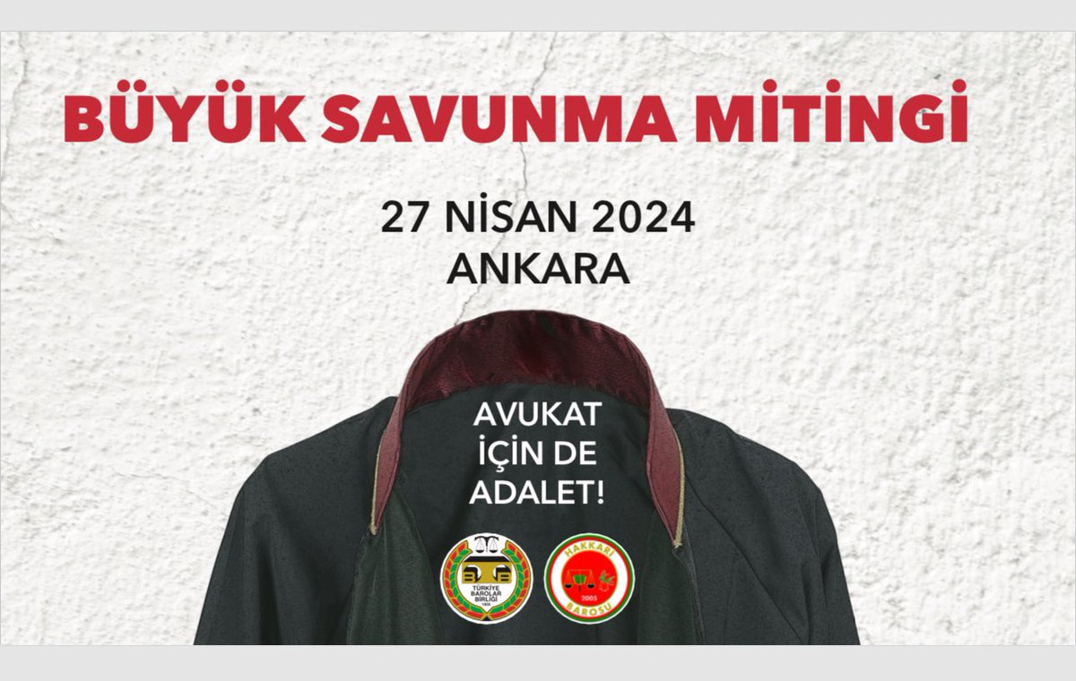 Mesleğimizin içinde bulunduğu sorunların çözümü için 27 Nisan 2024 Cumartesi günü Ankara’dayız. #AvukatİçindeAdalet