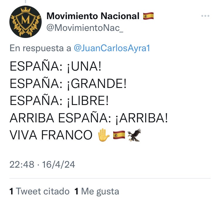acompanado_el's tweet photo. Hola ⁦⁦@fiscal_es⁩ , ¿esto no es apología del franquismo? https://t.co/KPPYNPwobP