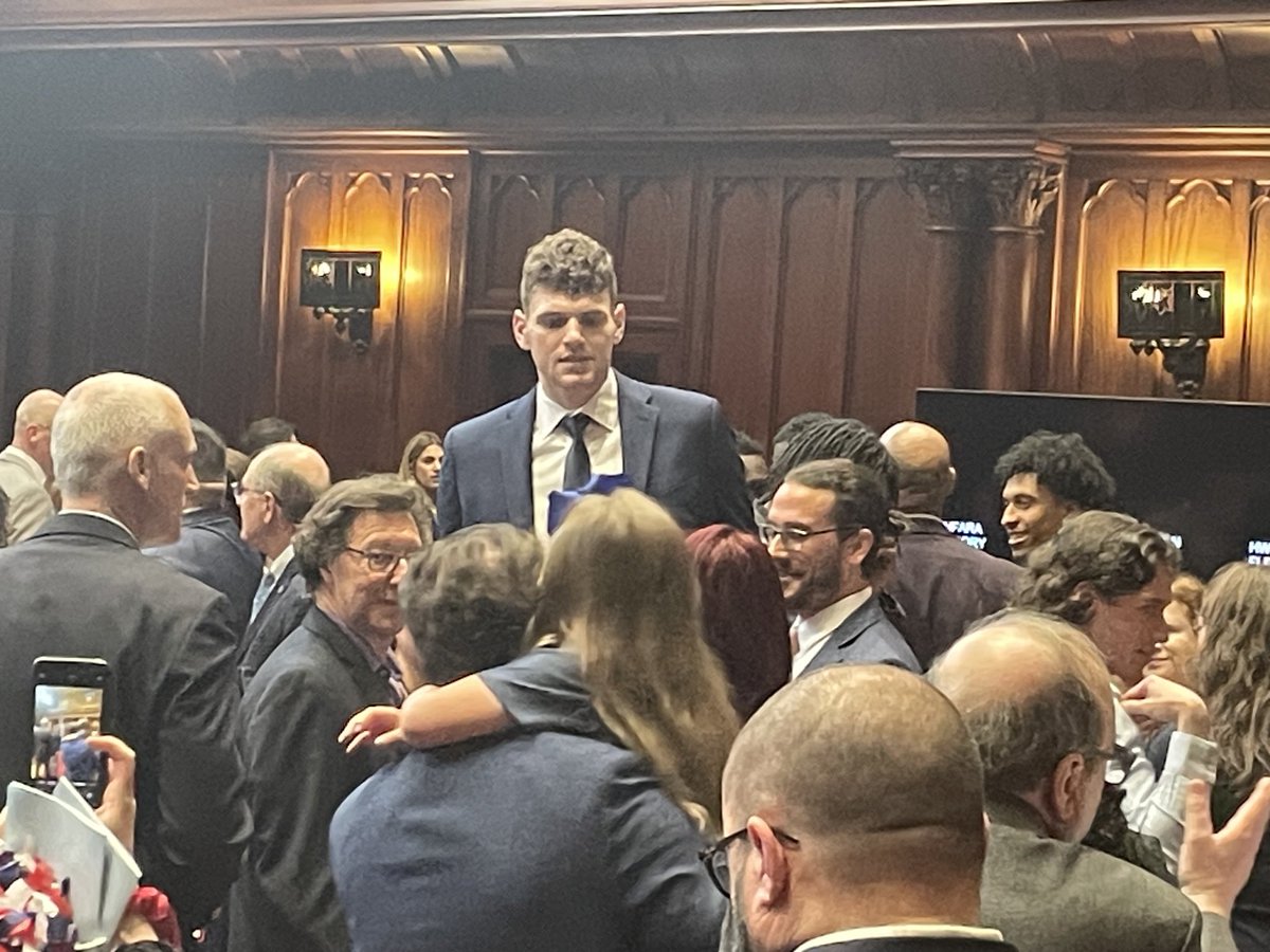 Donovan Clingan getting his picture taken with fans in CT state Senate