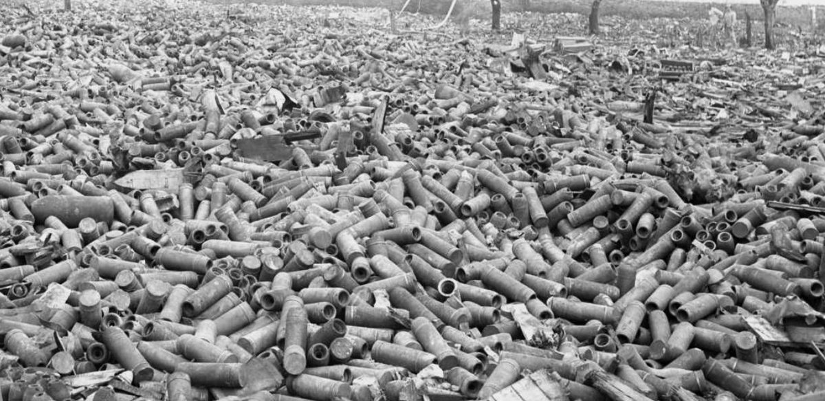 The ammunition destroyed by the fire in the powder magazine of the Forte di Pietole, Mantua, which took place on April 28th, 1917. The explosions lasted 4 days and endangered the city of Mantua. Fortunately, there were no casualties #ww1accidents #ww1italianfront