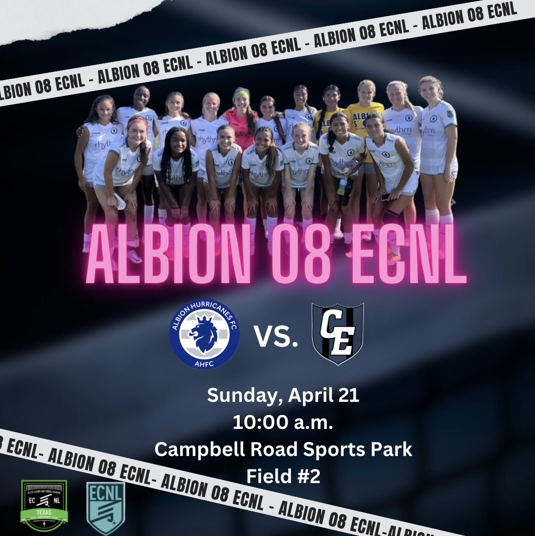 It’s Game Week! We are excited to be back on the field this weekend as we begin the second half of our ECNL season! Come check us out! 🗓️ Sunday, April 21 🆚 Classic Elite 08 ECNL ⏰ 10:00 am 🏟 CRSP Field 2 📍 Houston, TX