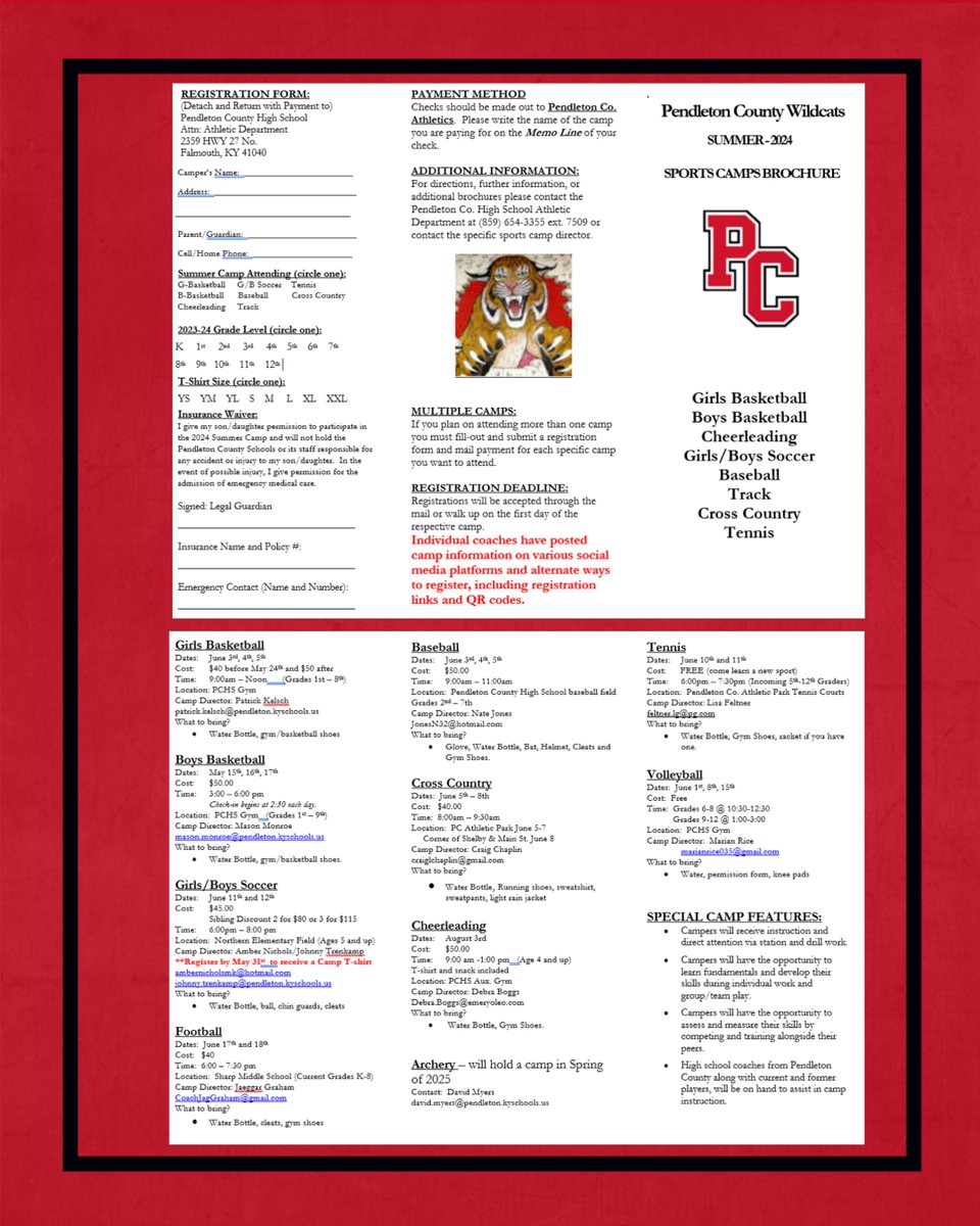 Happy to announce our summer athletic camps.