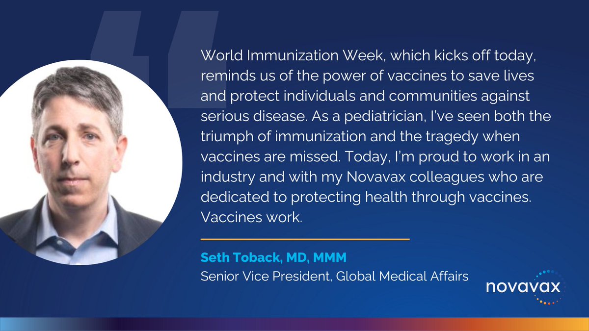 This #WorldImmunizationWeek, Dr. Seth Toback, our Senior Vice President, Global Medical Affairs, is reminding us of the power of vaccines to protect public health. Visit bit.ly/3Jaz9gx and bit.ly/4cGmdN9 to learn more. #VaccinesWork @WHO