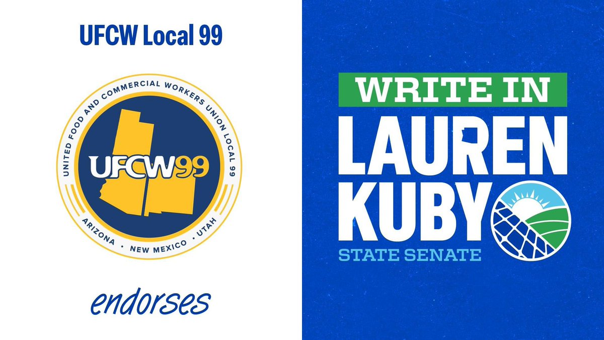 Thank you, @UFCW99 for supporting my campaign to represent Legislative District 8 in the AZ State Senate! Your values are my values, and I will be a strong and steady voice for worker protections and equity at the Legislature.