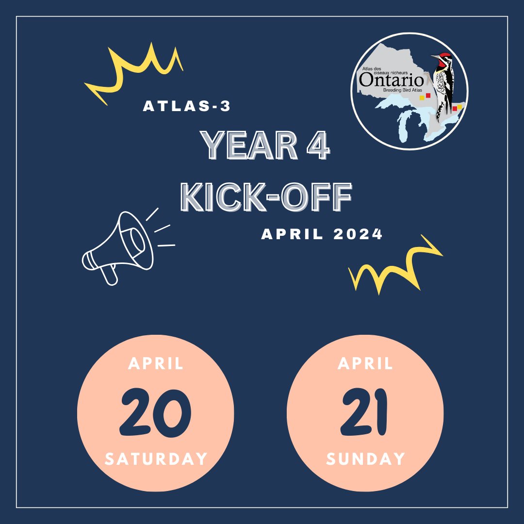 Don’t forget to register for our Year 4 Kick-off events this weekend! We’ll be hosting an event in Barrie on Saturday, April 20 and in Kemptville on Sunday, April 21. For more information and to register: birdsontario.org/year-4-kickoff… #ONBirdAtlas3