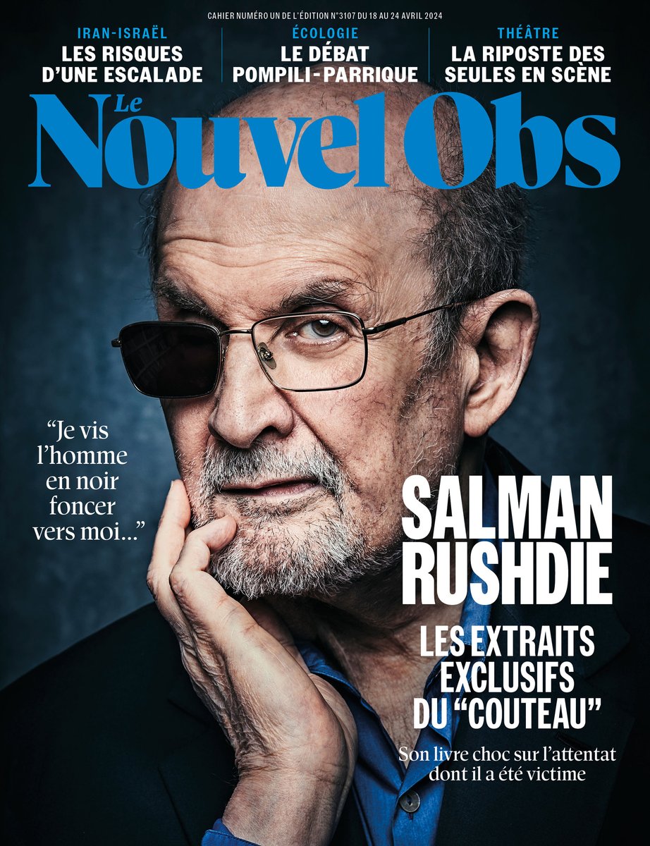 Les extraits exclusifs du 'Couteau', le livre-choc de Salman Rushdie, sont à retrouver en exclusivité dans @Le_NouvelObs. Un texte puissant où l'écrivain fait le récit saisissant de l'attentat dont il a réchappé en 2022, de ses longs mois de rééducation et de sa résilience