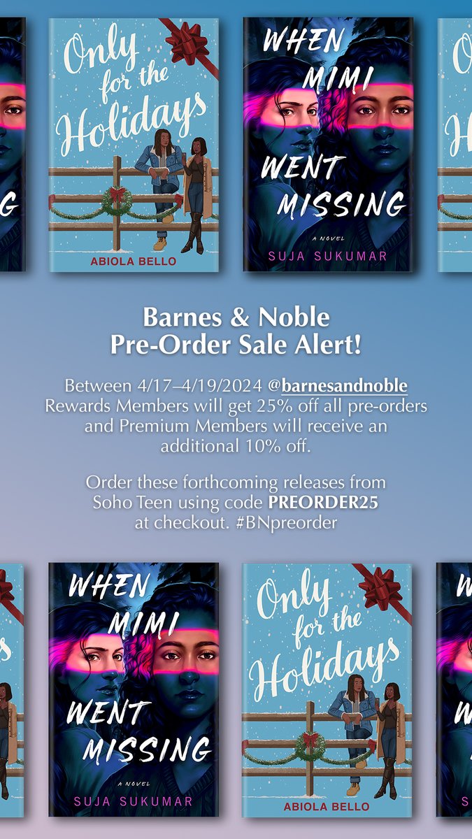 🚨 Barnes & Noble Pre-Order Sale Alert! Get a deal on fall releases from @ABelloWrites and @SujaSukumar. Now through 4/19/2024, @BNBuzz Rewards Members will get 25% off of pre-orders and Premium Members will receive an additional 10% off when you use code PREORDER25 at checkout.