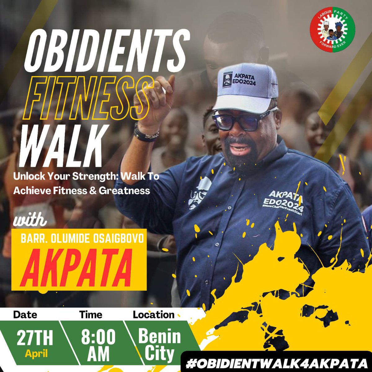 StephenOSEMWEGI's tweet photo. #Edo2024
It is time to silence the Naysayers and #TakeBackEdo State for the people.
We are getting ready for the Massive OBIDIENTS Fitness Walk For Our Guy, Olu D ๐ฅ ๐๐ฝ ๐บ๐พ Saturday April 27th 2024 is the date. #AkpataIsComing https://t.co/98QcrXdJBG
