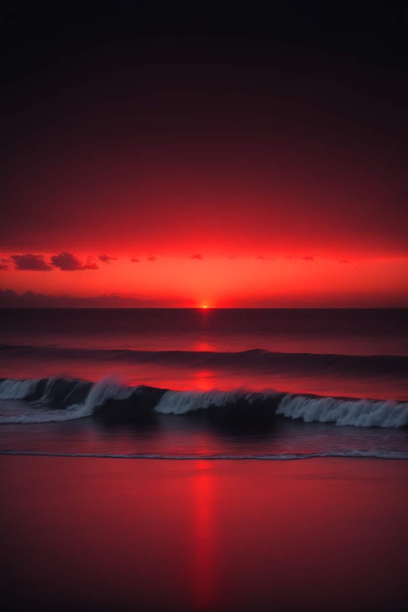 Enjoying the red sunset on the beach is simply beautiful. ..🌺..