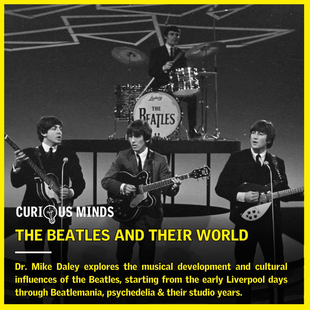 From our friends at @HotDocsCinema: Dr. @MikeDaley8 explores the musical development and cultural influences of The Beatles, starting from the early Liverpool days through their studio years. Use BEATLESRCM discount code for the first lecture on May 16: bit.ly/4aW4TBZ