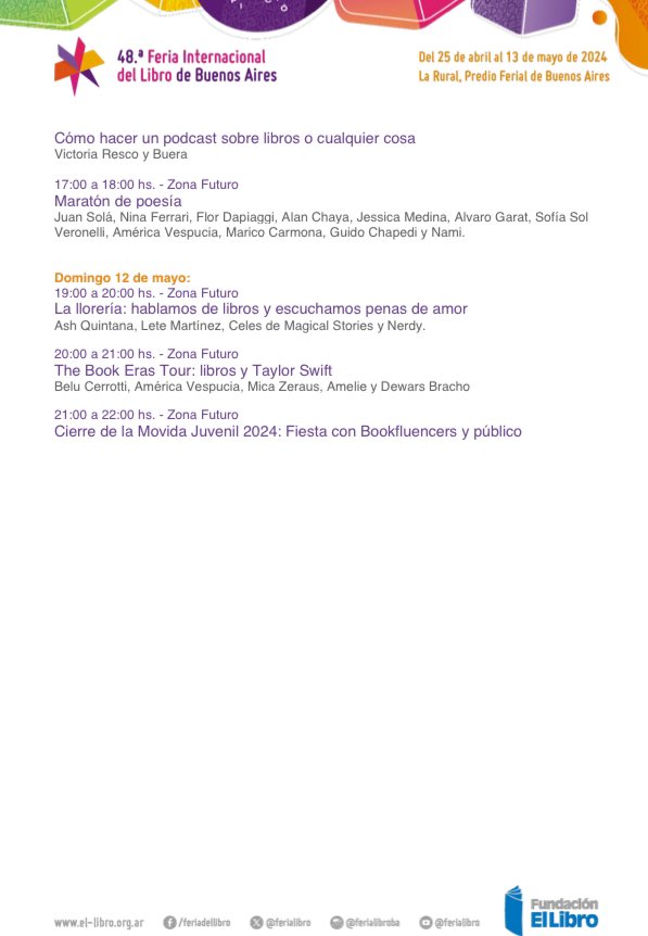 bookfluencersAR's tweet photo. 🚨Ahora sí, con ustedes TODAS LAS ACTIVIDADES DE LA MOVIDA JUVENIL EN LA #FILBuenosAires🥳 https://t.co/zQSp5g7SZc