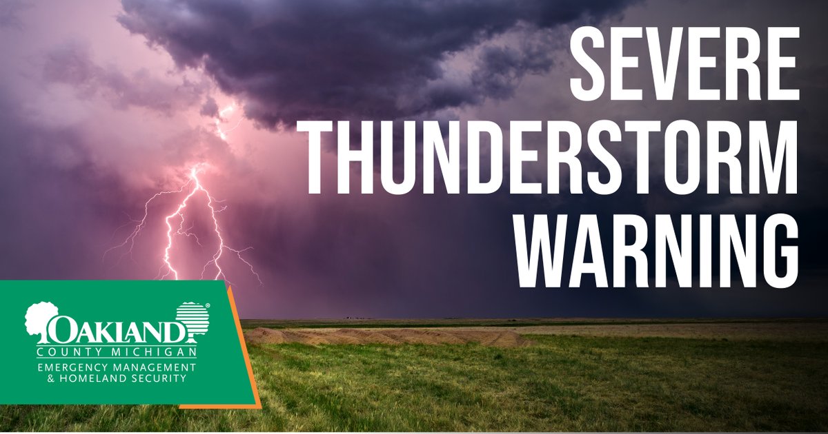 US National Weather Service Detroit / Pontiac Michigan has issued #SevereThunderstormWarning for #OaklandCounty until 4:45pm