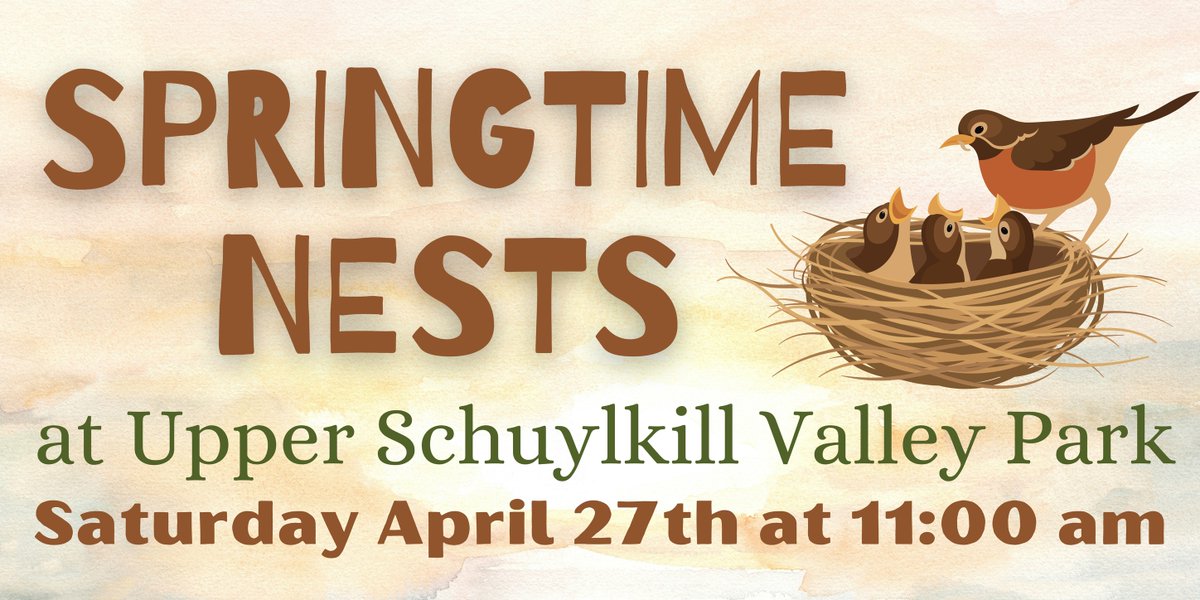 Spring is here & it's time for Upper Schuylkill Valley Park's resident birds to get out their adorable little hard hats, tool belts & get to work building a new nest for the season. Kids can come check out some real nests & make a fun craft on April 27. brnw.ch/21wIV5u