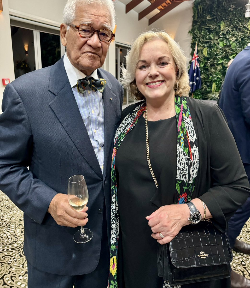 Former ICC judge and secretary general of the Pacific Island Forum Neroni Slade and me at a reception this evening at Government House in Auckland for outgoing Australian Governor-General, and former CDF, General David Hurley.