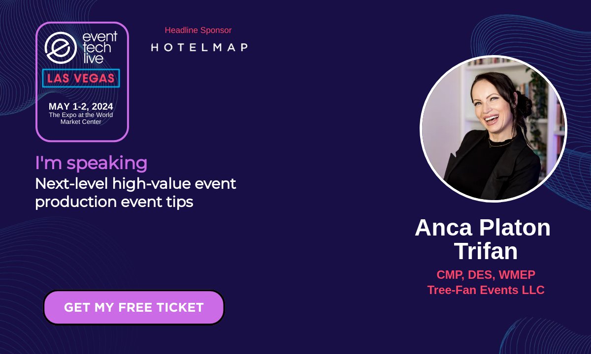 TreeFan_Events's tweet image. I&apos;m speaking at #ETLVegas24 on May 2nd, 2024! Join me at The No 1 globally recognised event bringing event professionals, thought leaders, leading event tech companies, and startups together.
Register today!
#ETLVegas24  i.snoball.it/p/JScE/t