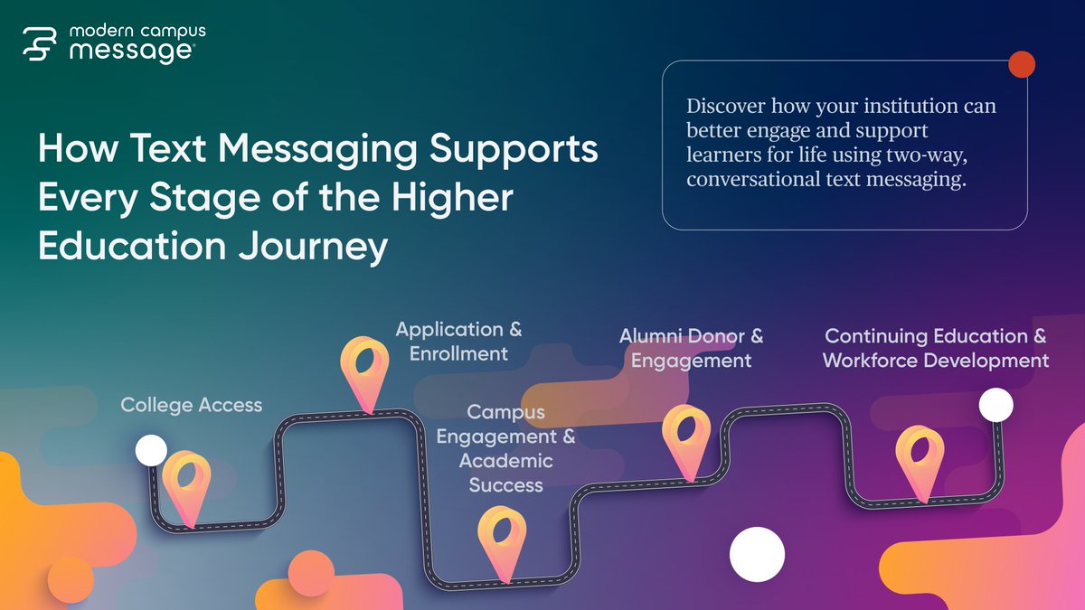 We're often asked, 'When can we engage students in text messaging?' Our answer: Always! Here's how and why text messaging can help you attract, retain and support learners throughout their entire higher ed journey. resources.moderncampus.com/texting-for-hi…
