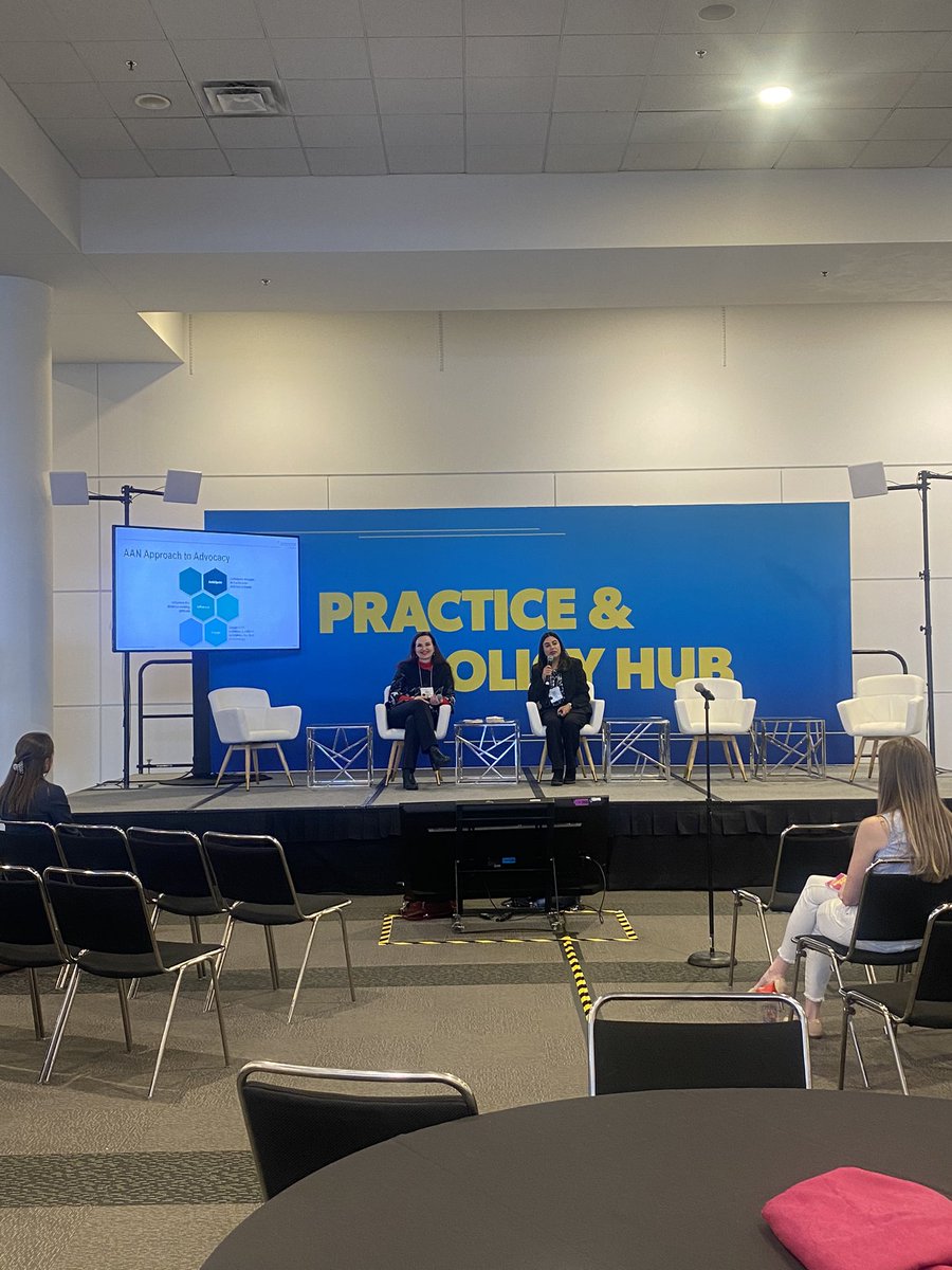 Great talk by @NinaRiggins and @christine_esper on #AANAdvocacy and #BrainPAC at the practice and policy hub! We will be at the BrainPAC booth until Thursday afternoon for you to learn more because after all, we’re not red, not blue, but AAN Green!! #AANAM #AANAM24