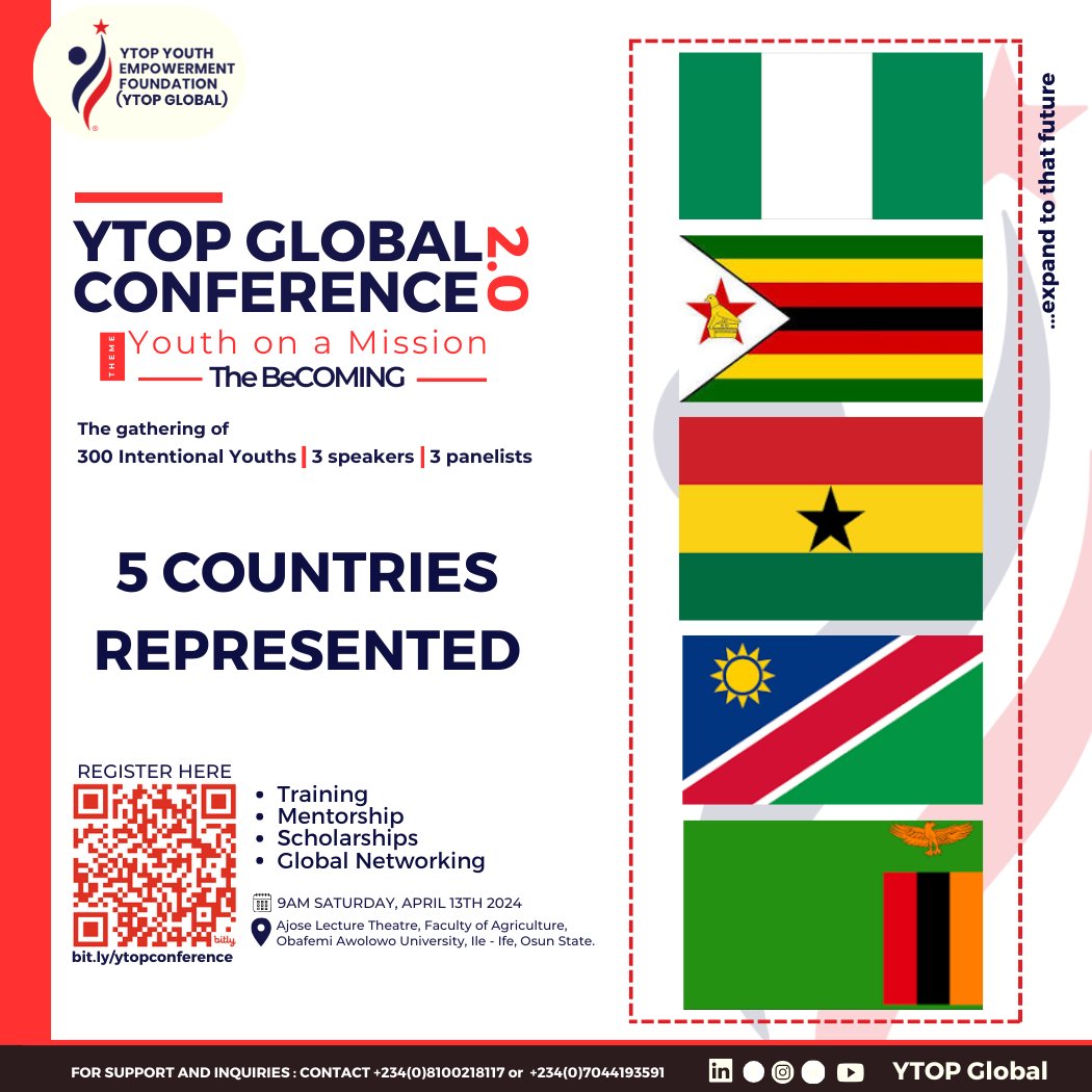 ekundayo_dami1's tweet photo. Thank you for your support.
I am honored to host 300+ attendees from 32 universities in 7 countries to a location @GreatIfeNG

We all made it happen &amp; I am super glad about the @YTOPGLOBAL Conference 2.0 success

#beCOMING2024

Follow us on #socialmedia for event highlights
#ytop https://t.co/7mPDklr62N