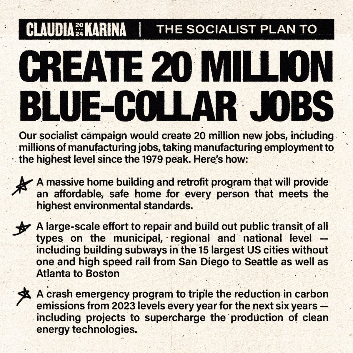 Today, Joe Biden is speaking at a union headquarters in Pittsburgh making false promises to workers. Our socialist campaign is fighting to make a job a fundamental right. ➡️Learn how our socialist program could pave the way to create 20 million blue collar jobs!