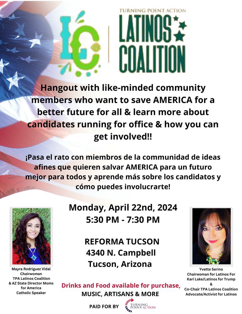 Coming up soon: one of the biggest fiestas Tucson has seen! To all of my fellow Arizonans: if you want an evening of fun AND the chance to meet and hear from fellow patriots, come and join us! RSVP at tpaction.com/tucsonfiesta
