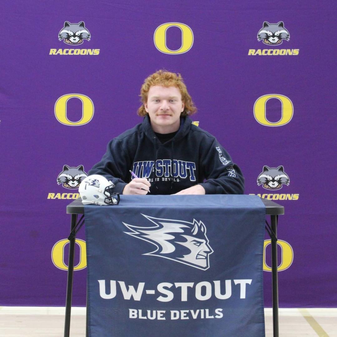 Congratulations to Alexander Wraalstad who signed his letter of intent to continue his academic and athletic career at UW Stout. Good luck Al. Raccoon Football is proud! @AWraalstad