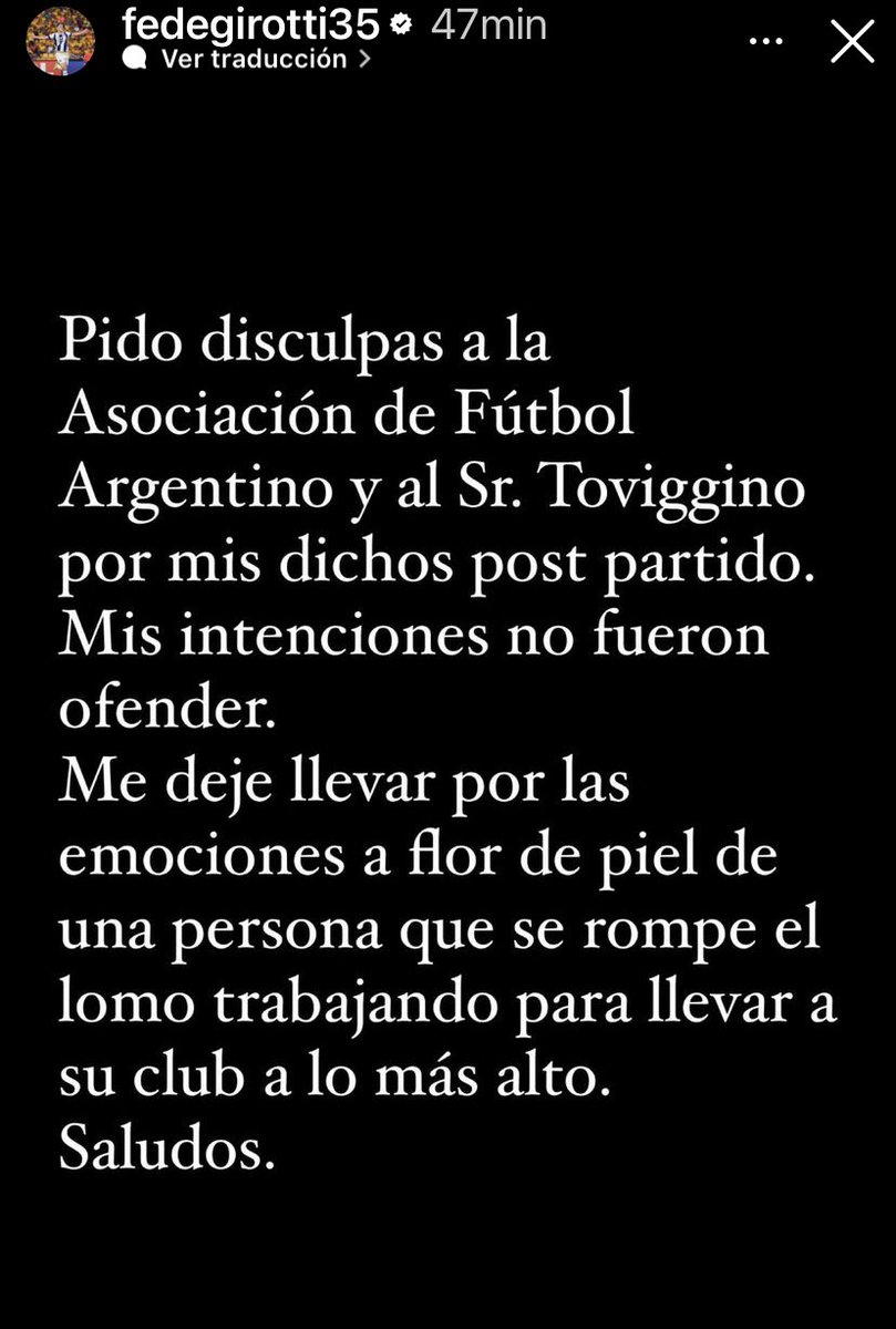 #Girotti pidió disculpas a la AFA y a Toviggino, el dirigente del fútbol que aprieta por tuiter a los clubes y dirigentes que no se alinean