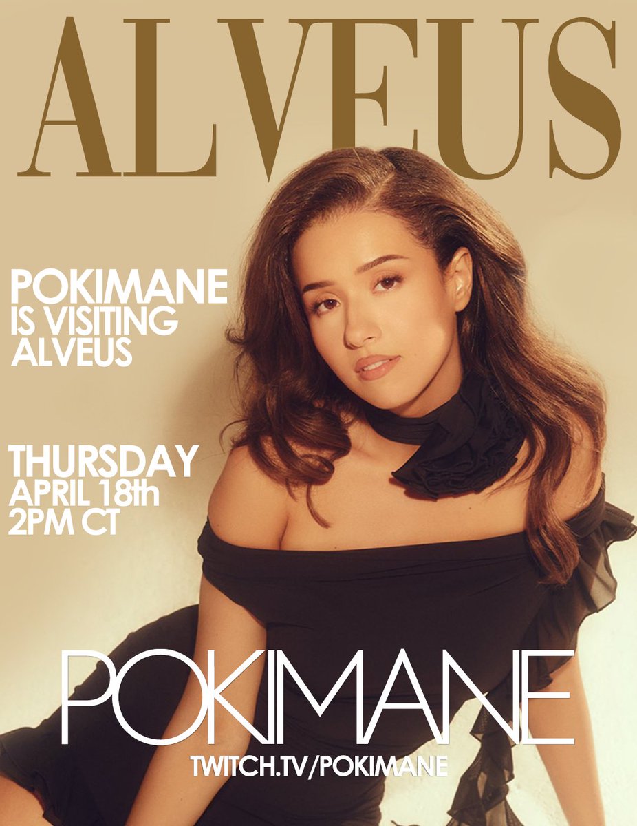 Guys.. It's happening.. 🚨 @pokimanelol IS COMING TO ALVEUS!!!!!! 🚨 TUNE IN ON POKI'S CHANNEL TOMORROW 2PM CT!