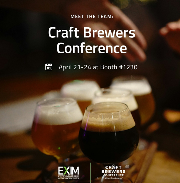 Join #EXIM at the 2024 Craft Brewers Conference in Las Vegas - America's Largest Gathering for the Beverage Alcohol Industry! April 21-24, visit our booth to explore tools tailored for craft brewers, enhancing competitiveness, and expanding global reach. bit.ly/4d46h7q