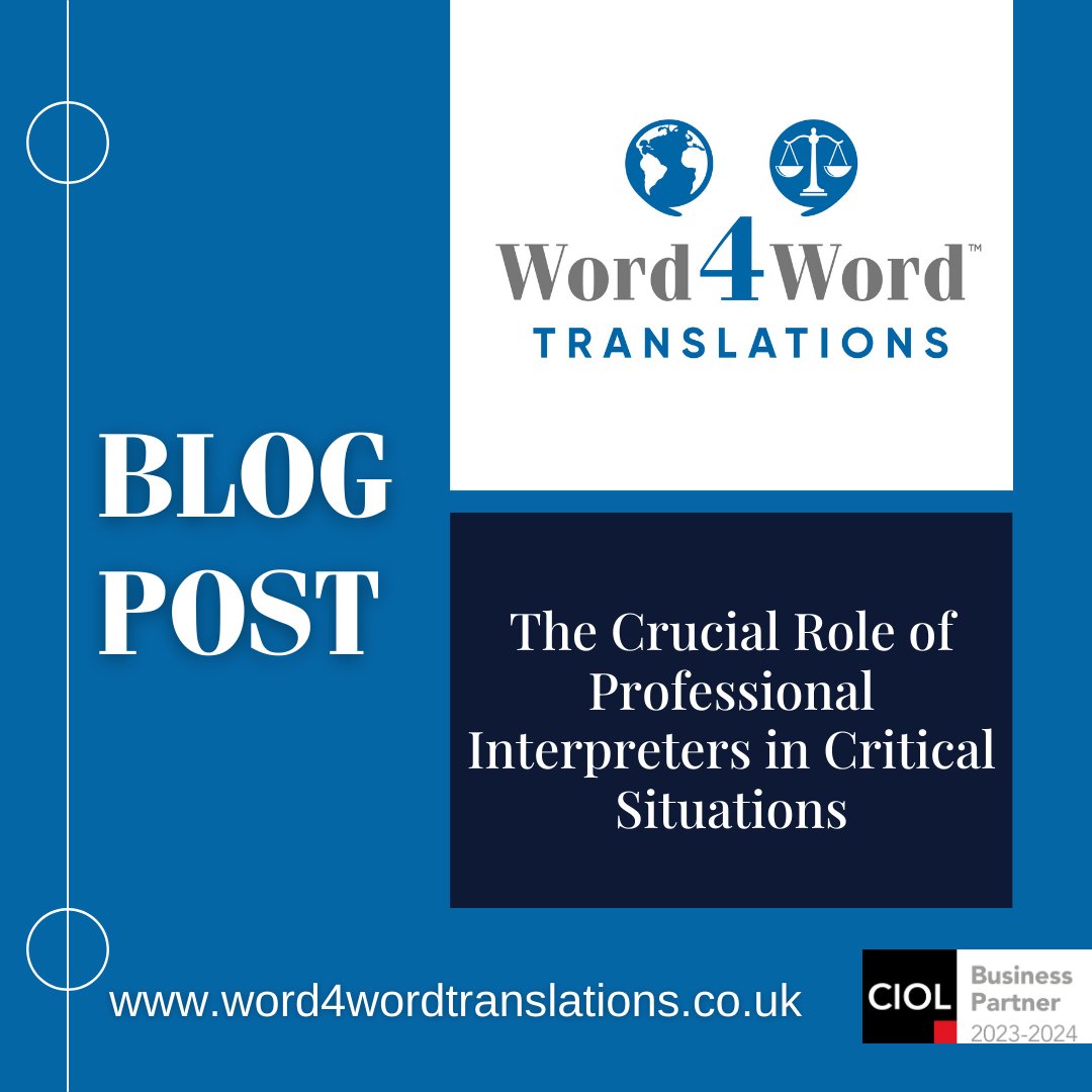 Discover the crucial role of professional interpreters in critical situations! Learn why professional interpretation services are indispensable in high-stakes scenarios.

word4wordtranslations.co.uk/blog-professio…

#solicitors #solicitorsuk #lawexperts #professionalserviçes