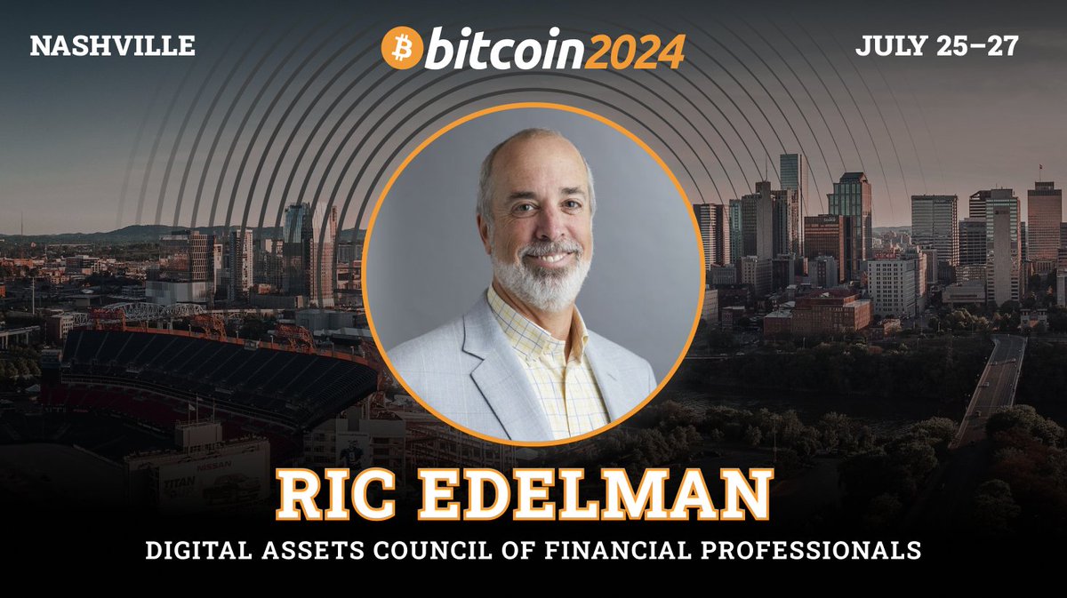 Another huge get for Bitcoin 2024! 👀 Please welcome Ric Edelman (@ricedelman), world renowned investor and author, and Founder of the Digital Assets Council of Financial Professionals!
