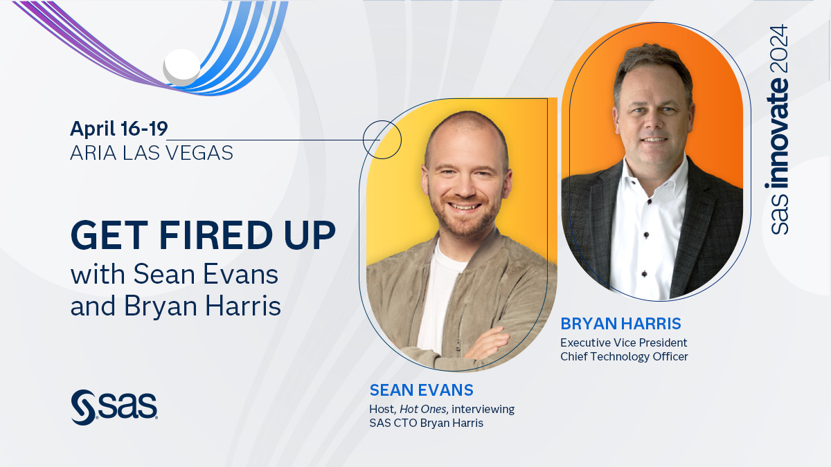 Iconic conversationalist &amp; Host of Hot Ones, Sean Evans is serving up spicy tech insights at #SASInnovate in April with SAS CTO Bryan Harris. Meet and greets, technical workshops, &amp; more. Tell me you're ready without telling me you're ready 🔥👏. 2.sas.com/6013byJjt #GenAI