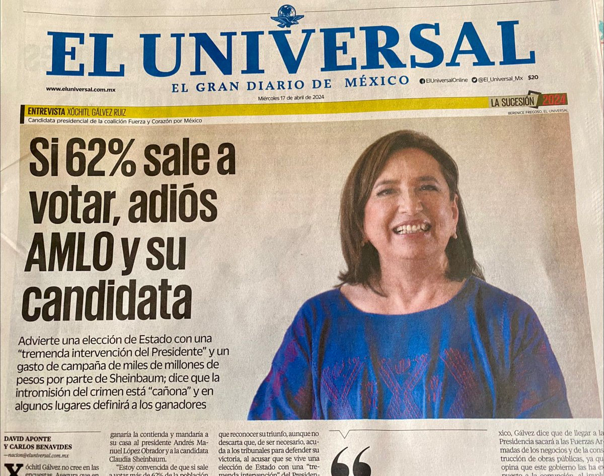 Mientras a #AMorenaTodoSeLeCae (incluyendo que #ClaudiaSeCae)

Si salimos a votar, Xóchitl va a ganar.

#XochitlPresidenta2024

Por favor comenta y comparte. Gracias!