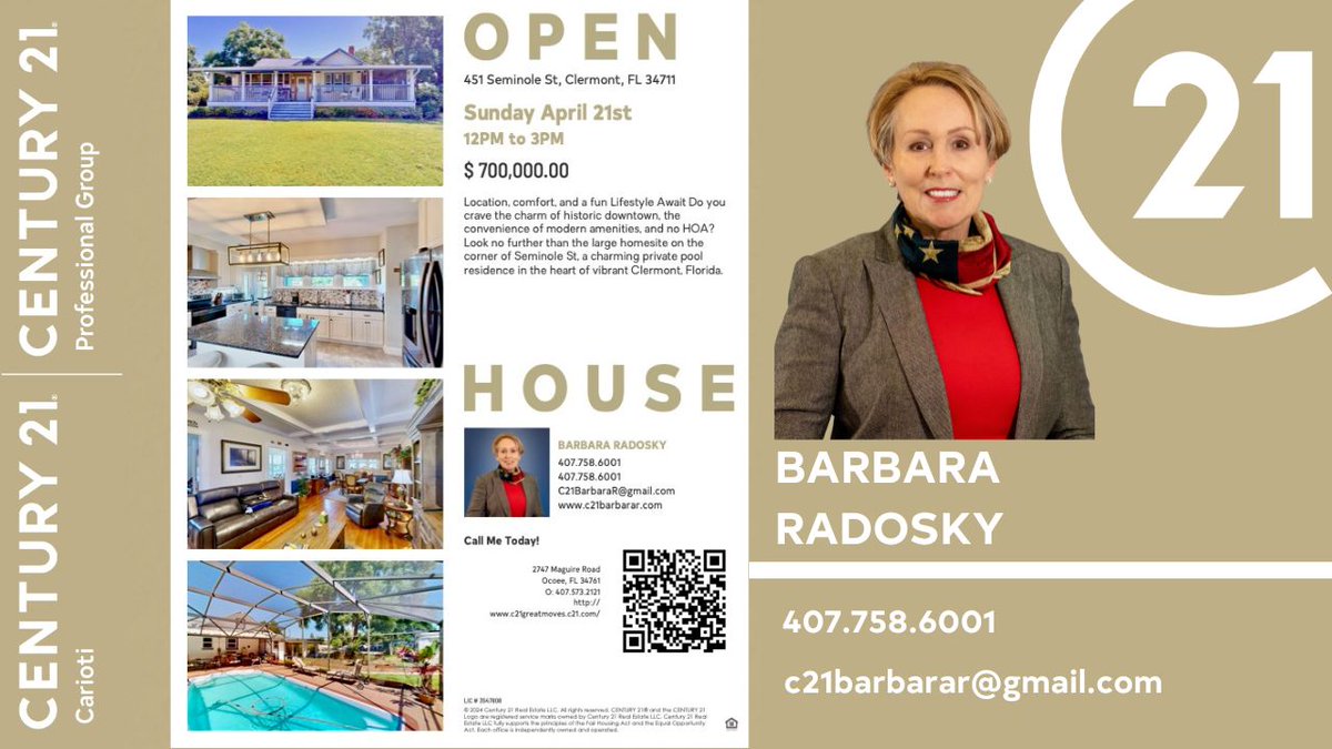 Open House!  For more info call Barbara Radosky at 407.758.6001 or click on link century21.com/listingdetail/…

For other listings visit C21greatmoves.com

#Century21,#Century21Carioti,#RealEstateOrlando,#RealEstateFL,#OrlandoRealEstate,#FLRealEstate,#C21ProfessionalGroup
