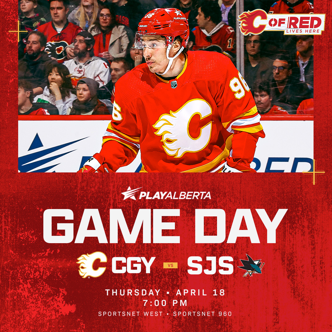 Wrapping up the season on home ice, taking on the 🦈 📺: @Sportsnet West 📻: @Sportsnet960 🎟️: cflam.es/3U1fK6P 📍: @cgysaddledome ⏰: 7:00 PM MT #️⃣: #Flames | @PlayAlbertaCA