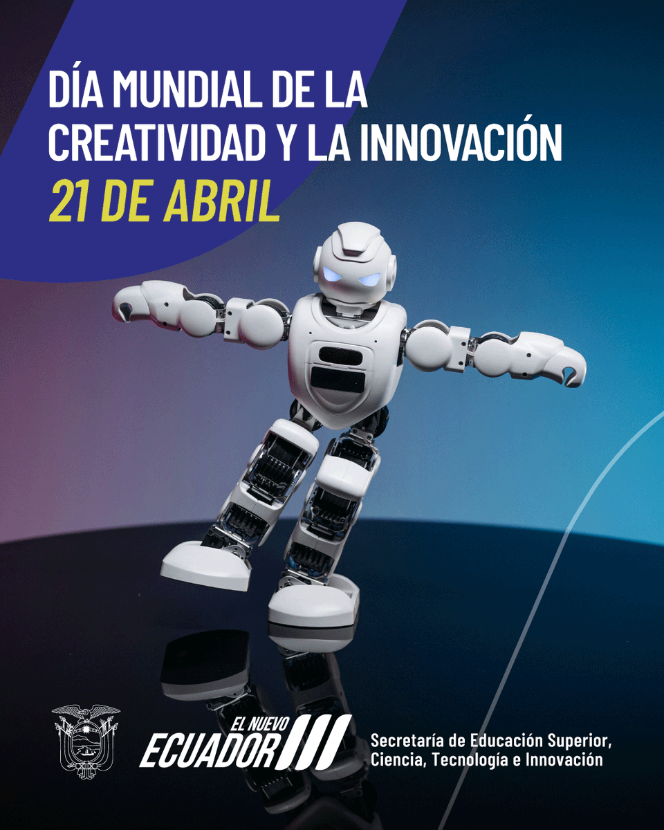 EduSuperiorEc's tweet photo. En el Nuevo Ecuador motivamos a los jóvenes a soñar y a creer que todo es posible si se trabaja con perseverancia y disciplina.

En el Día Mundial de la Creatividad y la Innovación saludamos a los emprendedores que con sus buenas ideas pueden cambiar el mundo. 💡 https://t.co/7dYyrKB7Vy