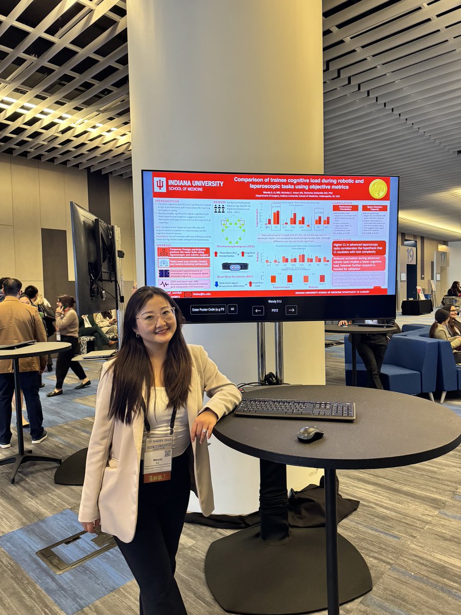 Qais AbuHasan (@qaisabuhasan) on Twitter photo We are excited to show some of our work at <a href="/SAGES_Updates/">SAGES is in Tampa in 2026!</a>!
Check out the work of <a href="/md_wendyli/">Wendy Li</a> investigating the cognitive load 🧠 of trainees during MIS tasks, and be sure to reach out with questions!
<a href="/IU_Surgery/">Indiana Surgery -Indiana Univ School of Medicine</a> <a href="/dstefanidis1/">Dimitrios Stefanidis</a> <a href="/TarikYuceMD/">Tarik Yuce</a> We are excited to show some of our work at <a href="/SAGES_Updates/">SAGES is in Tampa in 2026!</a>!
Check out the work of <a href="/md_wendyli/">Wendy Li</a> investigating the cognitive load 🧠 of trainees during MIS tasks, and be sure to reach out with questions!
<a href="/IU_Surgery/">Indiana Surgery -Indiana Univ School of Medicine</a> <a href="/dstefanidis1/">Dimitrios Stefanidis</a> <a href="/TarikYuceMD/">Tarik Yuce</a>