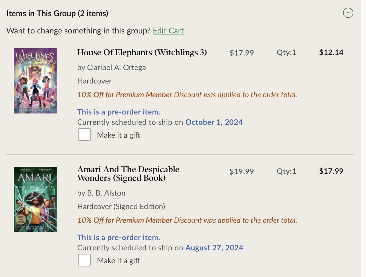 BNB preorder! Life is officially GOOD. Can't wait for book 3 in both of these #mgseries!! 🖤

And don't forget preorder25 for an exta 25% off! 

@bb_alston @Claribel_Ortega #amari #witchlings #mgbooks