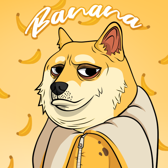 Doge dressed up for National Banana Day! 🍌