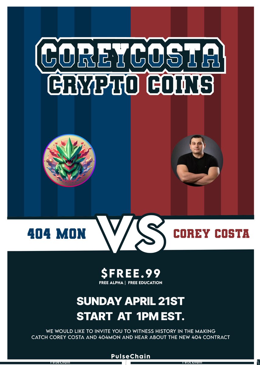 Put this in your 📅 

<a href="/coreycosta123/">Corey Costa’s Crypto Coins</a> <a href="/PULSE404MON/">👾404MON⚔️</a> 

For the culture #pulsechain