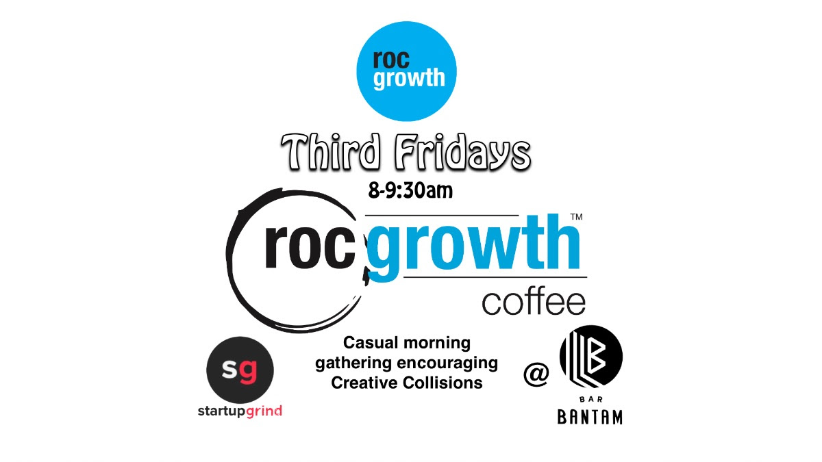 Get coffee & join in the conversation at @rocgrowth Coffee on 4/19 at 8am! ☕️ Connect with #ROC innovators, explore resources, and share ideas at Bar Bantam. See you there!