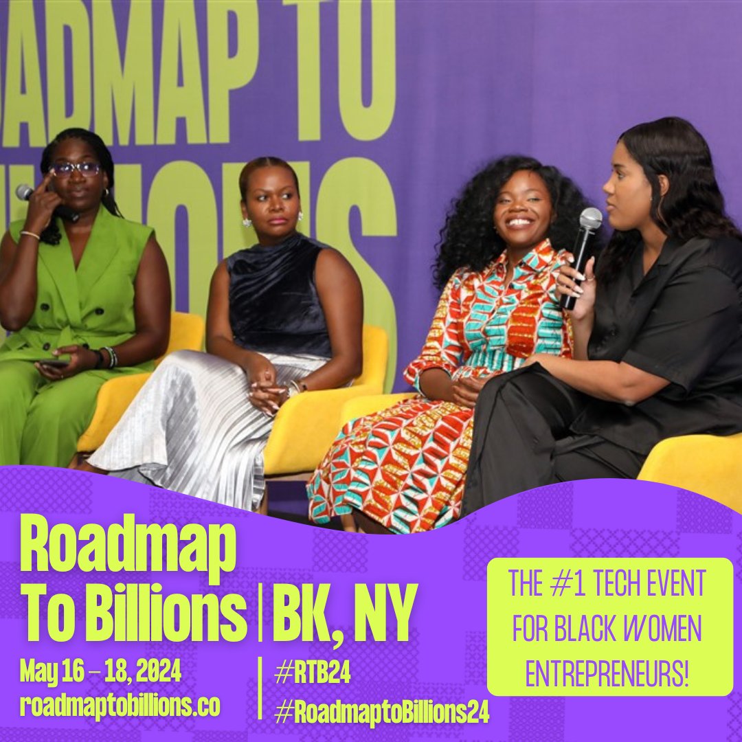 Are you a Black woman entrepreneur looking for ways to scale your business, partner with investors and network with fellow founders? The @blackwomentalktech's/@BWTalkTech's 8th annual Roadmap To Billions conference in NYC is for you. bit.ly/RTBNY24 #RTBNewYork #RTBNY24