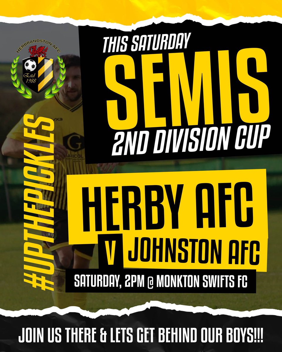 HerbrandstonAFC's tweet photo. With promotion secured, attention now turns to 2nd Division Cup Semi Final
#upthepickles 🥒⚫️🟡 https://t.co/j8QDP0TCeg