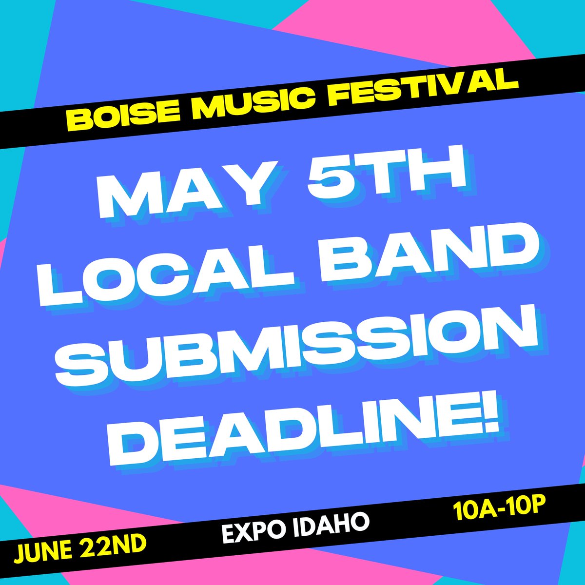 📣 ATTENTION BOISE!!!📣

The deadline to submit your local band is May 5th!!!

We will no longer accept submissions afterward.

Please make sure to get your bands submitted as soon as possible.

You can follow the link in the bio!