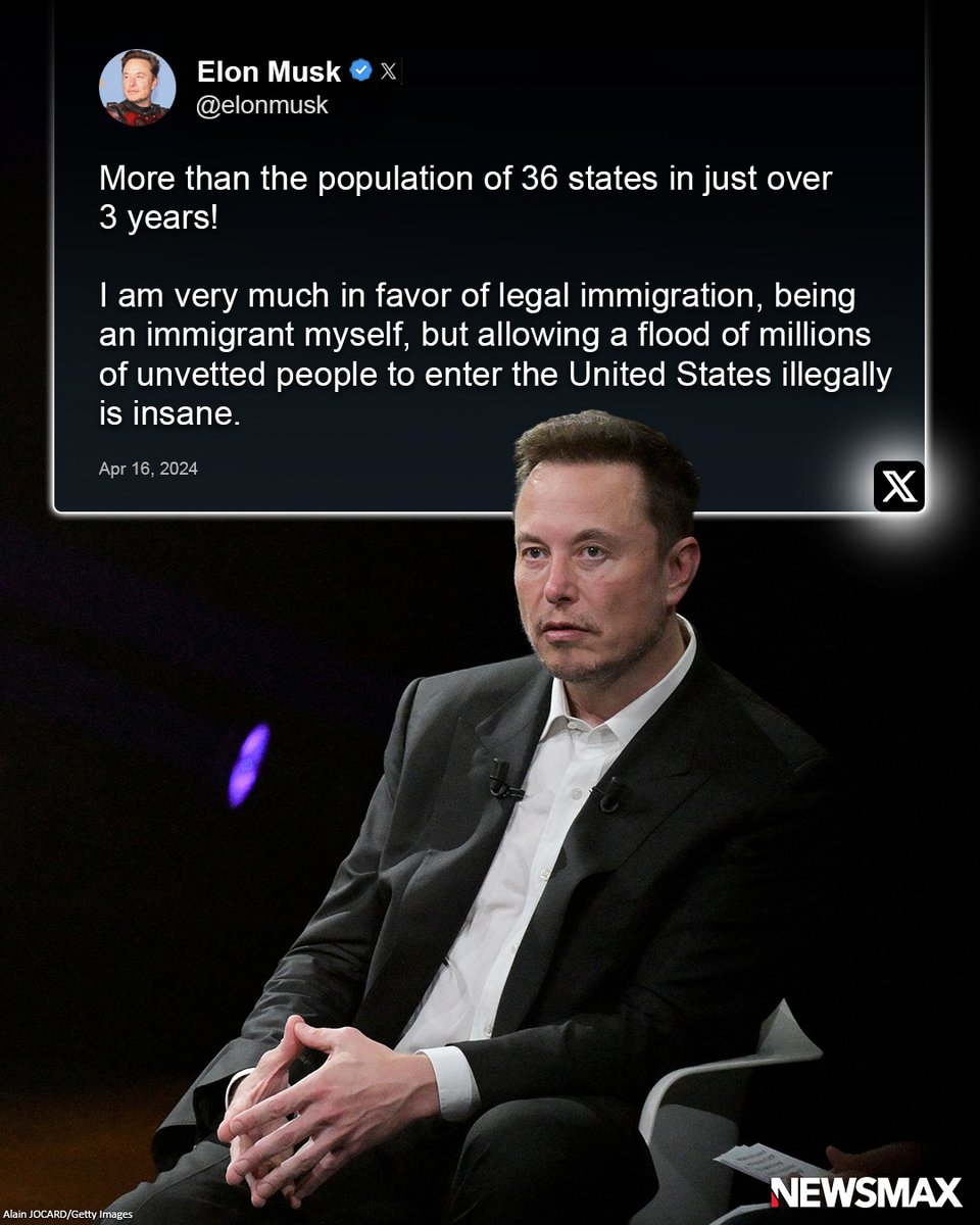 'INSANE': Elon Musk sounded off on social media about the number of illegal immigrants that have entered the United States during President Joe Biden's administration. MORE: bit.ly/4d1nfmT